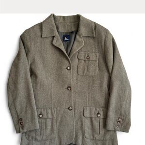 Green Vintage Liz Claiborne Wool Blend Herringbone Blazer – Size 4